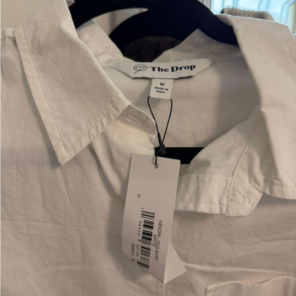 NEW The Drop Kendall Oversized White Cotton Button-Up Shirt - Picture 3 of 3